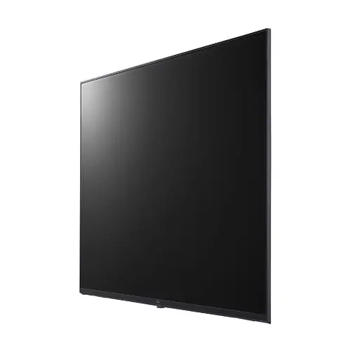 Front view of an LG 43-inch UHD Standard Signage display featuring an Advanced Super Dimension Switch (ADS) panel for superior color.