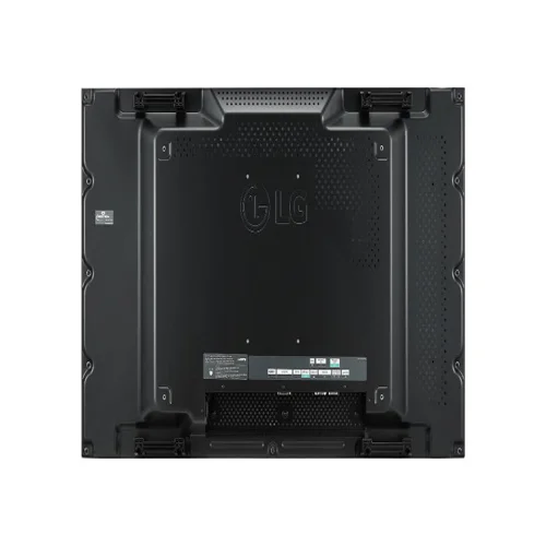 Rear view of LG 49-inch video wall module showing the specialized alignment hardware and multi-display control inputs.
