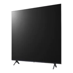 Front view of LG 50-inch Commercial Lite 4K UHD TV in Navy Blue, featuring a sleek design for hospitality and office use.