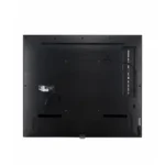 Rear view of LG 65-inch signage showing the professional interface panel and recessed cable management channels.