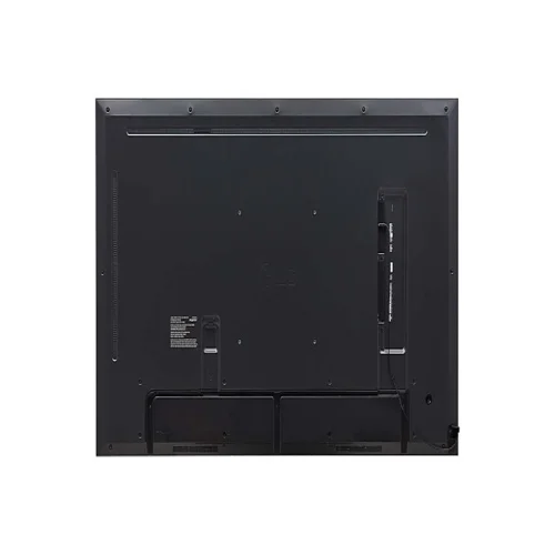 Rear view of the 65-inch signage unit showing the industrial-grade rear cover and side-oriented connectivity ports.