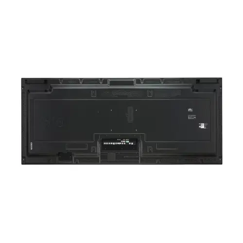 Rear view of LG 88-inch stretch signage showing the elongated metal frame and dual-input industrial control panel.