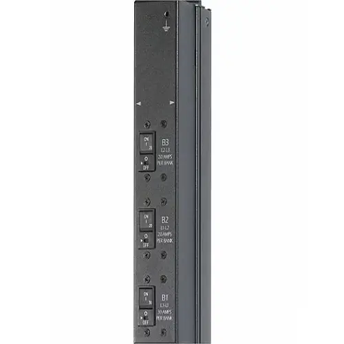 APC metered PDU rear view with power connections