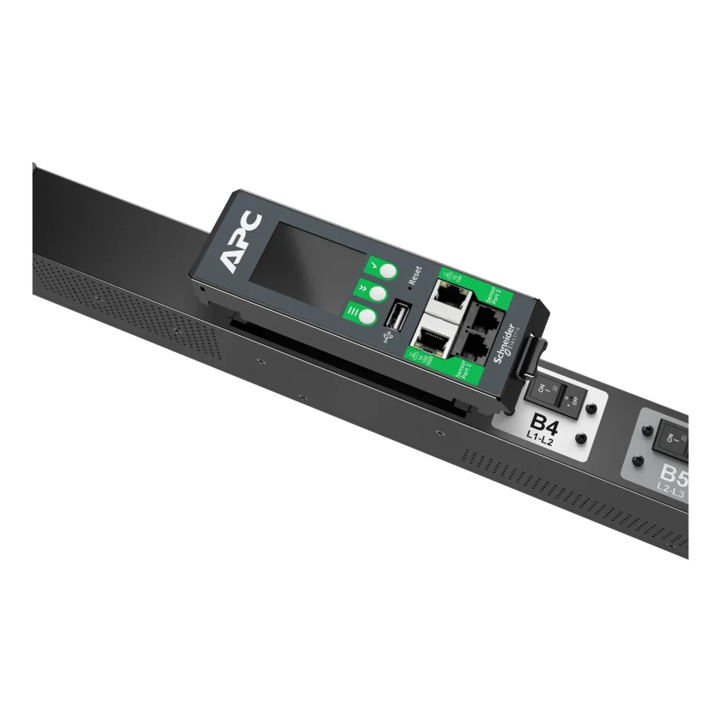 APC switched rack PDU rear view with power terminals
