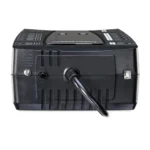 Rear view showing 12 NEMA 5-15R outlets (6 battery/surge, 6 surge only) and the 5-foot input power cord.