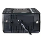 Rear view showing 12 NEMA 5-15R outlets (6 battery/surge, 6 surge only) and RJ11 phone line protection.