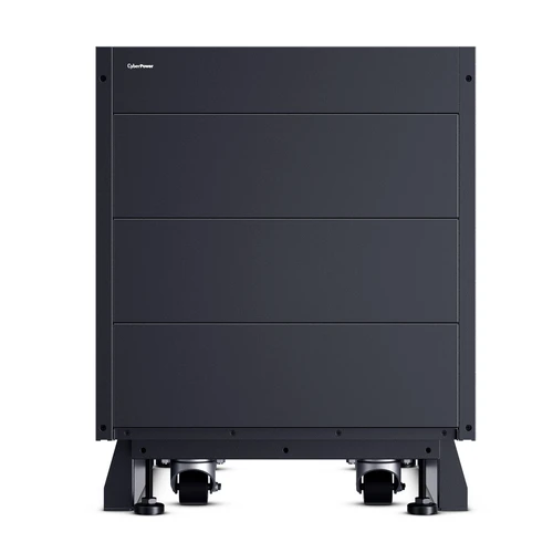 Front view of a 3-layer modular UPS battery cabinet featuring high-flow ventilation grilles and a heavy-duty black metal door.