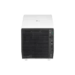 Rear view of the BU50RG projector showing the control buttons, dual HDMI ports, and professional RS-232C/LAN interfaces.