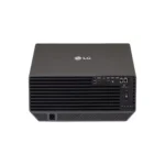 Rear view of the BU70QGA projector showing the professional input panel with HDBaseT, LAN, and multiple HDMI connections.