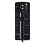 Rear view showing 12 NEMA 5-15R outlets (6 battery/surge, 6 surge only) and the circuit breaker reset.