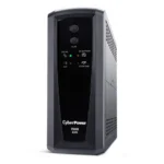 Front view of a 1500VA AVR UPS tower featuring a multi-function LCD panel and a professional matte black finish.