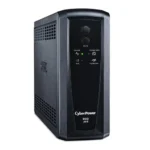 Front view of a 900VA AVR UPS tower featuring LED status indicators and a durable matte black chassis.
