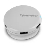 Front view of a 4-port USB 3.0 SuperSpeed hub featuring a white glossy finish and an LED power indicator.