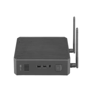 Front view of LG Small Form Factor Thin Client featuring an Intel Pentium N6005 processor in a compact, space-saving chassis.