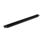 Front view of a 19-inch 1U brush panel showing the high-density black nylon bristles for cable management.