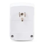 Rear view showing the single NEMA 5-15P plug and the manufacturer's safety certification labeling.