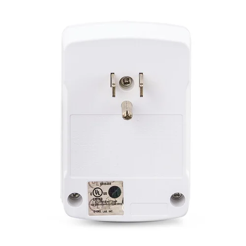 Rear view showing the integrated NEMA 5-15P wall plug and RJ11 phone/fax protection ports.