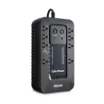 Front view of a compact Ecologic UPS showing 8 outlets on the top face and green energy-saving "Eco" mode indicators.