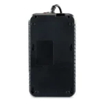 Rear view showing the keyhole mounting slots and the 5-foot power cord with a low-profile 45-degree plug.