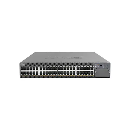 Front view of Juniper EX4400-48P Ethernet switch showing PoE network ports