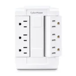 Front view of a white wall tap adapter showing six NEMA 5-15R outlets in a high-density 3-row layout.