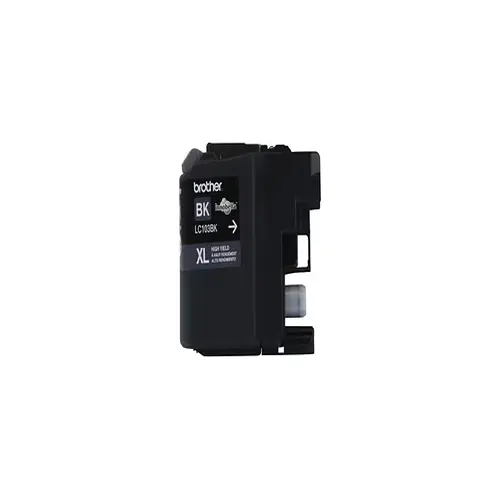 Front view of Brother LC103BKS black ink cartridge with label