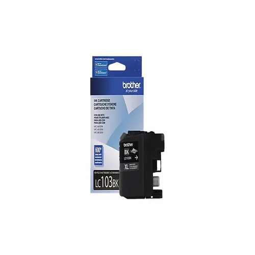 Side view of Brother LC103BKS ink cartridge showing cartridge shape and thickness