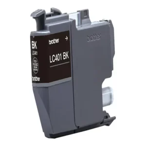 Front view of Brother LC401BKS black ink cartridge with label and model number