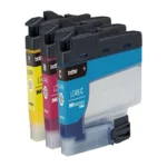 Front view of Brother LC406 3-pack ink cartridge set with packaging and labels