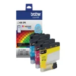 Side view of Brother LC406 3-pack ink package showing box thickness and side panel