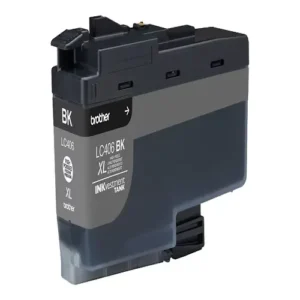 Front view of Brother LC406XLBKS high-yield black ink cartridge with label