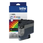 Side view of Brother LC406XLBKS ink cartridge showing cartridge thickness and shape