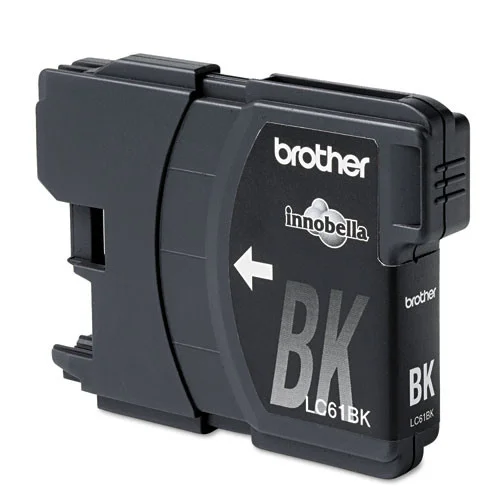 Front view of Brother LC61BKS black ink cartridge with product label
