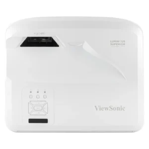 Front view of ViewSonic LS832WU laser projector with lens and front grille