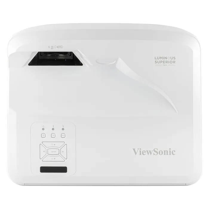 Front view of ViewSonic LS832WU laser projector with lens and front grille