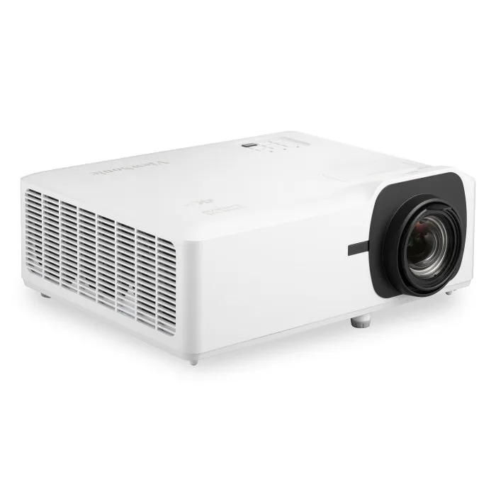 Front view of ViewSonic LS901-4K laser projector with lens and front grille