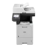 Front view of Brother MFC-L5915DW multifunction business laser printer showing control panel and paper trays