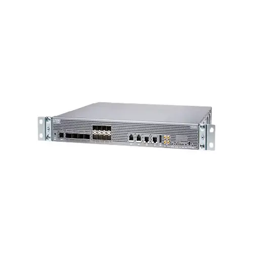 Front view of Juniper MX204 router showing high-speed network ports
