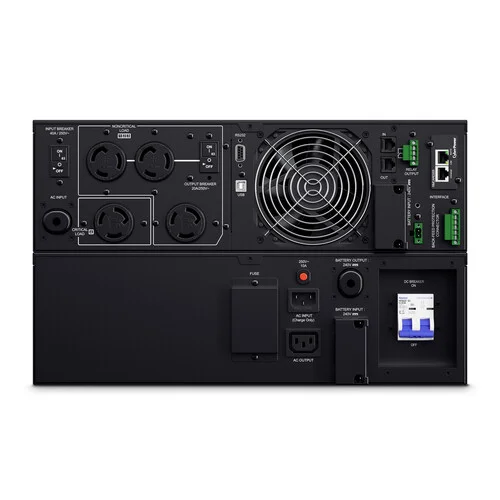 Rear view showing hardwire input/output terminals and the RMCARD expansion slot for network control.