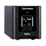 Front view of a 1500VA PFC Sinewave tower UPS featuring a tilted multifunction LCD and two front-facing USB charging ports.