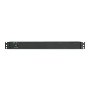 Front view of a 1U rackmount basic PDU featuring a clean black metal faceplate with a covered master power switch.