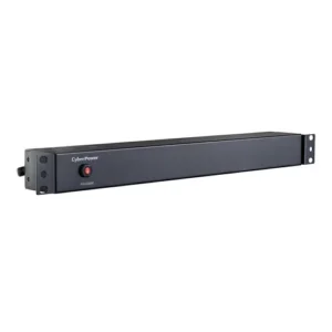 Front view of a 1U basic PDU with a solid black metal faceplate and a protected master power switch.