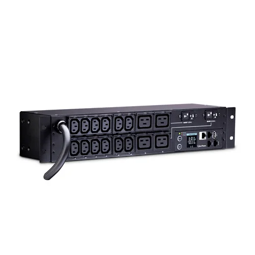 Side view showing the 2U rackmount profile and the RJ45 port for remote network monitoring.