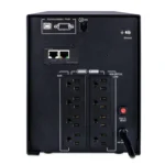 Rear view showing 8 NEMA 5-15R outlets and a pre-installed RMCARD205 for cloud management.