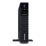 Front view of a 2U Smart App Sinewave UPS showing the rotatable LCD and the pre-installed Cloud-management card.