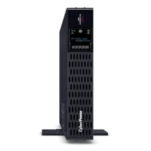 Front view of a 2U Smart App Sinewave UPS showing the rotatable LCD and the pre-installed Cloud-management card.