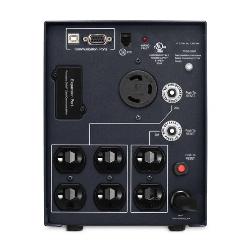 Rear view showing a high-density outlet array including NEMA 5-15R, 5-20R, and L5-30R ports.