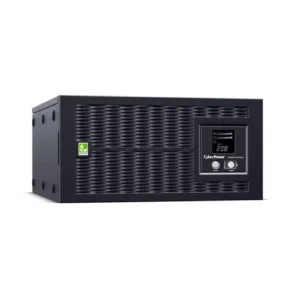 Front view of a massive 5U rack/tower UPS featuring a large LCD control module and heavy-duty handles.