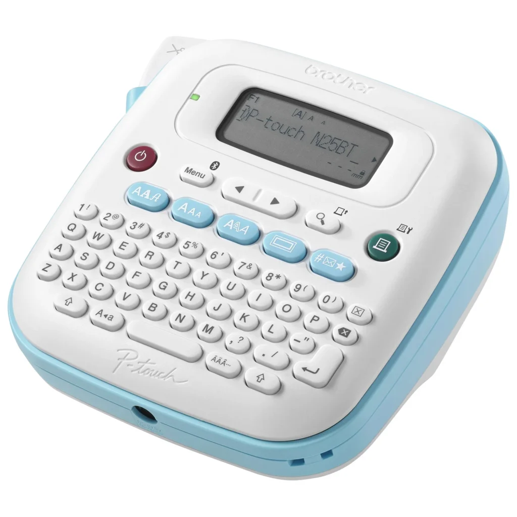 Front view of Brother PT-N25BT Bluetooth label maker showing keyboard and display