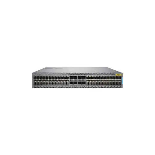 Front view of Juniper QFX5120-48YM-AFO network switch showing high-speed ports